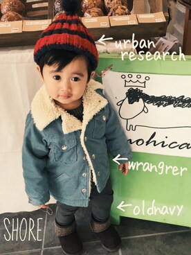 「Wrangler」｜「アイテム（ブルゾン）」を使った、shoreさん（キッズ・80cm）の冬コーディネート
