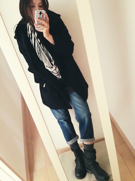 「MidiUmi（ミディウミ）のアイテム（その他アウター）」を使った、k(ani)さん（レディース・161cm）の冬コーディネート