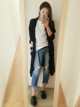 「pas de calais（パドカレ）のアイテム（その他アウター）」を使った、k(ani)さん（レディース・161cm）の秋コーディネート