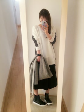 「スリットニット」｜「アイテム（その他）」を使った、k(ani)さん（レディース・161cm）の冬コーディネート