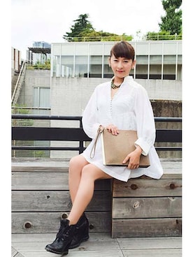 「mame（マメ）のアイテム（シャツワンピース）」を使った、CHIKAGEさん（レディース・173cm）の秋コーディネート