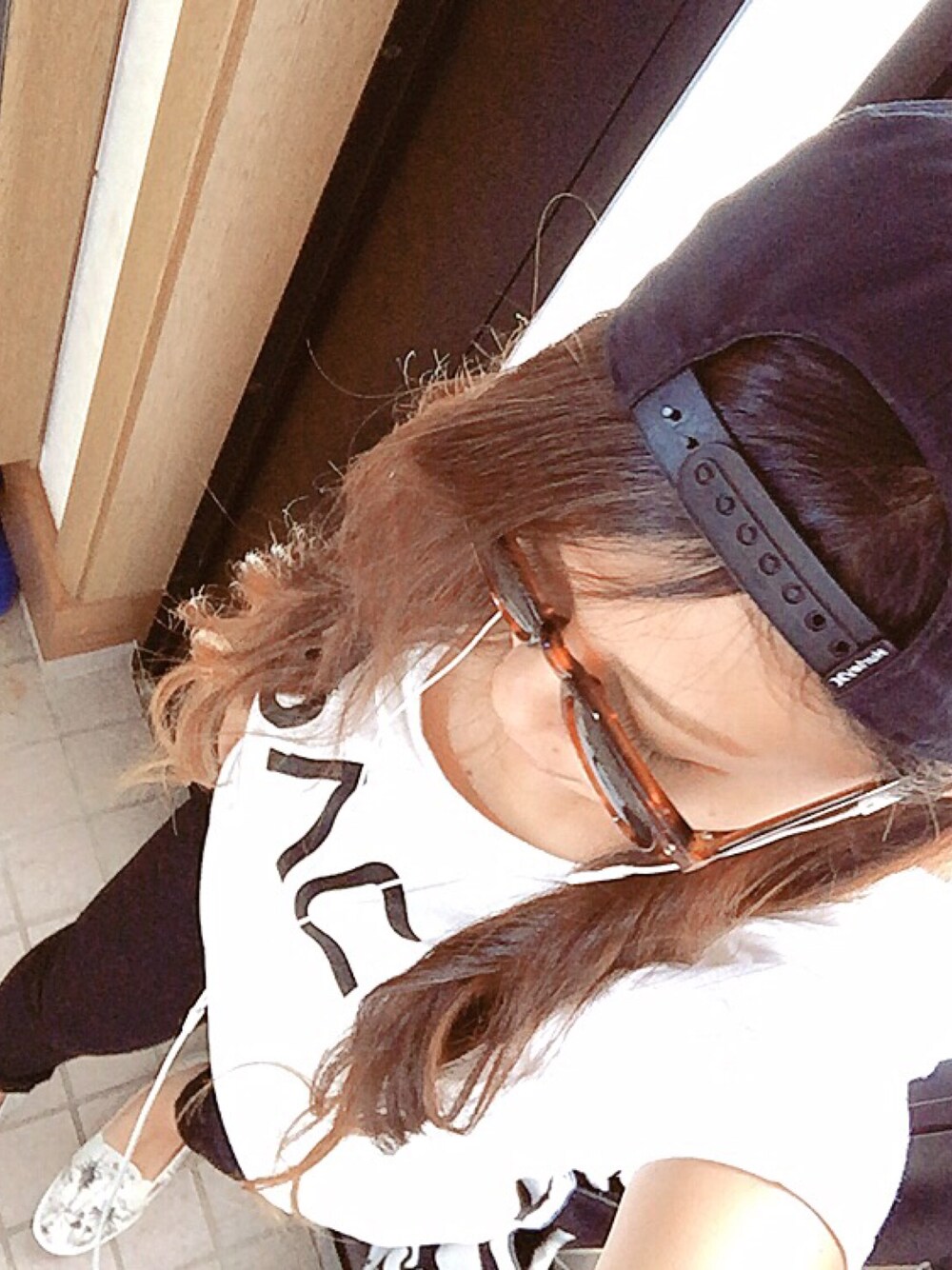 「夏コーデ、楽チンコーデ、サーフ」｜「Hurley の110 ONLY CORP（キャップ、ブラック系）」を使った、mi-hoさん（レディース・154cm）の夏コーディネートの1枚目の写真
