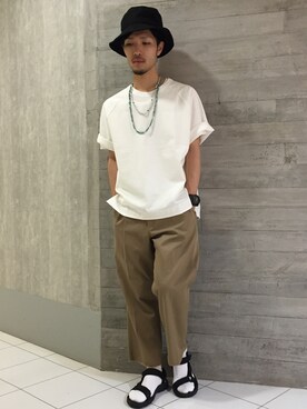 「RAGEBLUE（レイジブルー）の綿麻マウンテンHAT/566541（ハット）」を使った、Yusukeさん（メンズ・173cm）の夏コーディネート