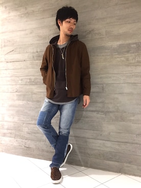 「RAGEBLUE（レイジブルー）の＜トレンドのロング丈＞ワッフルロングカットソー/733404（Tシャツ/カットソー）」を使った、Yusukeさん（メンズ・173cm）の秋コーディネート