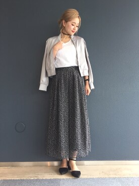 「スカンツ」｜「アイテム（MA-1）」を使った、KOZUEさん（レディース・160cm）の春コーディネート