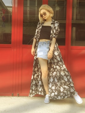 「アイテム（シャツワンピース）」を使った、KOZUEさん（レディース・159cm・20代）の夏コーディネート