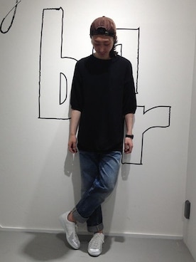 「URBAN RESEARCH（アーバンリサーチ）のUR ｾﾙﾋﾞｯﾁﾃﾞﾆﾑ066加工（デニムパンツ、ブルー系）」を使った、oginoさん（メンズ・176cm）の秋コーディネート