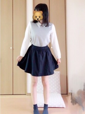 「PAGEBOY（ページボーイ）のアイテム（スカート、ブルー系）」を使った、新藤さん（レディース・168cm）の秋コーディネート