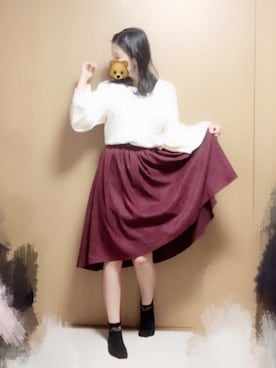 「Rouge vif（ルージュヴィフ）のアイテム（スカート、その他）」を使った、新藤さん（レディース・168cm）の秋コーディネート