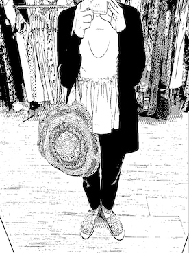 「COCUE（コキュ）のアイテム（バッグ）」を使った、細野朋子さん（レディース・150cm）の夏コーディネート