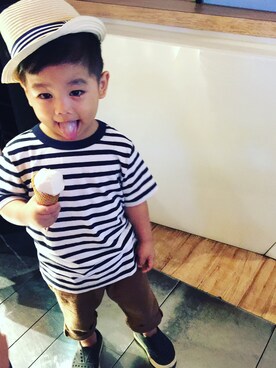 「Carter's（カーターズ）のアイテム（帽子）」を使った、Bruce&Bruno🇹🇼さん（キッズ・90cm）の春コーディネート
