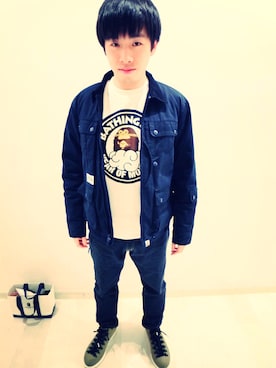 「fragment design（フラグメントデザイン）のアイテム（パンツ）」を使った、Alex_Tangさん（メンズ・170cm）の冬コーディネート