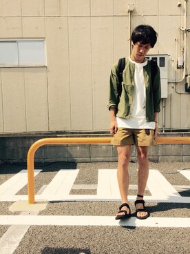 「teva」｜「アイテム（ミリタリージャケット）」を使った、hirofumikanieさん（メンズ・168cm）の夏コーディネート