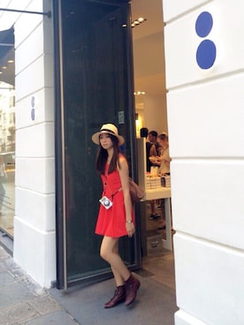 「MARC JACOBS（マークジェイコブス）のアイテム（帽子）」を使った、石井亜美さん（レディース・168cm）の夏コーディネート