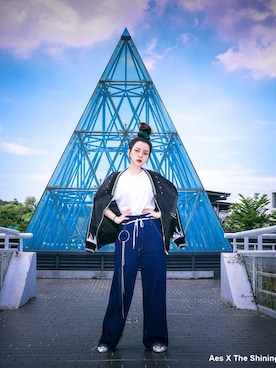 「AES（エーイーエス）のアイテム（ジャケット/アウター）」を使った、Candee郭百白さん（レディース・160cm）の夏コーディネート