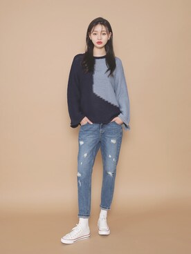 「fd style（エフディ スタイル）のアイテム（デニムパンツ）」を使った、envylookさん（レディース・165cm）の秋コーディネート