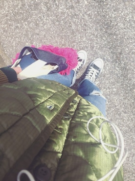 「h vintage clothingのアイテム（ミリタリージャケット、グリーン系）」を使った、✞✟☨ERiCA✞✟☨さん（レディース・154cm）の春コーディネート