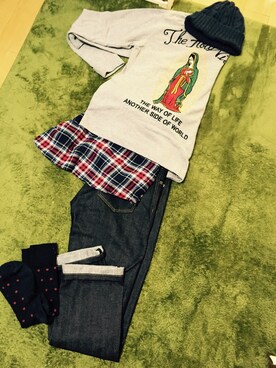「AZUL by moussy（アズールバイマウジー）のアイテム（スウェット）」を使った、ichipoさん（メンズ・170cm）の冬コーディネート