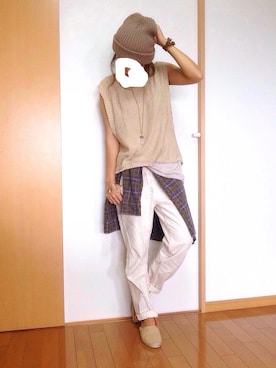 「ゆるカジ」｜「アイテム（ニットキャップ/ビーニー）」を使った、twnさん（レディース・159cm）の夏コーディネート