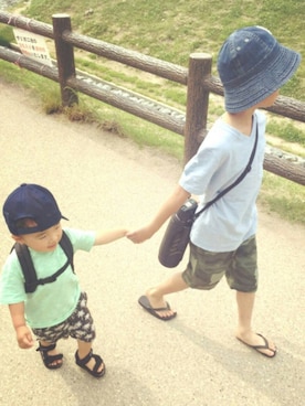 「OIL（オイル）のアイテム」を使った、nikopoko25さん（キッズ・80cm）の夏コーディネート