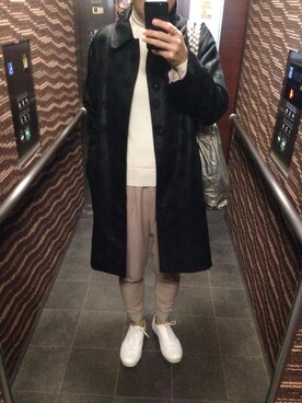「I am I （アイアムアイ）のアイテム（ステンカラーコート）」を使った、Kanaさん（レディース・157cm）の冬コーディネート