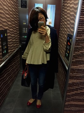 「J&M Davidson（ジェイアンドエムデヴィッドソン）のアイテム（バレエシューズ、レッド系）」を使った、Kanaさん（レディース・157cm）の春コーディネート
