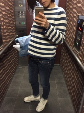 「RonHerman VINTAGE（ロンハーマンヴィンテージ）のアイテム（ニット/セーター、その他）」を使った、Kanaさん（レディース・157cm）の春コーディネート