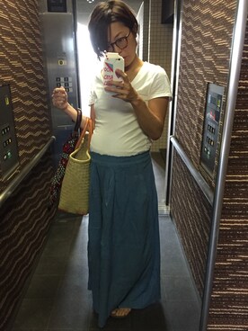 「GAP（ギャップ）のアイテム（Tシャツ/カットソー、ホワイト系）」を使った、Kanaさん（レディース・157cm）の春コーディネート