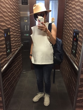 「A.P.C.（アーペーセー）のアイテム（バックパック/リュック）」を使った、Kanaさん（レディース・157cm）の夏コーディネート