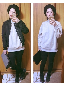 「w closet」｜「アイテム（ハンチング/ベレー帽）」を使った、ё☆ёさん（レディース・159cm）の冬コーディネート