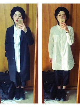 「RAY CASSIN（レイカズン）のアイテム（シャツワンピース）」を使った、ё☆ёさん（レディース・159cm）の冬コーディネート