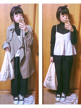「エコバッグ」｜「アイテム（トレンチコート）」を使った、ё☆ёさん（レディース・159cm）の春コーディネート