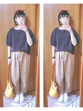 「ベージュパンツ」｜「アイテム（財布/小物）」を使った、ё☆ёさん（レディース・159cm）の春コーディネート