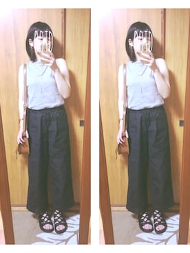 「ノースリーブニット」｜「アイテム（スラックス）」を使った、ё☆ёさん（レディース・159cm）の夏コーディネート