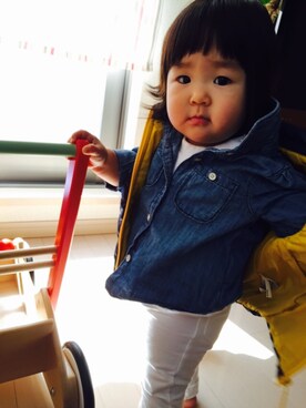 「babygap」｜「アイテム（ダウンベスト）」を使った、EMIRI❤︎さん（キッズ・80cm）の秋コーディネート