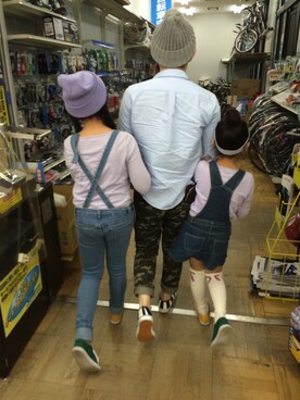 「GU（ジーユー）のアイテム（Tシャツ/カットソー、その他）」を使った、サヤさん（レディース・151cm）の春コーディネート