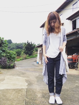 「TODAYFUL（トゥデイフル）のVintageトートバッグ（トートバッグ）」を使った、MA3NUMさん（レディース・154cm）の秋コーディネート