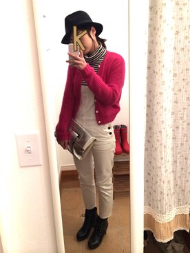 「アイテム（クラッチバッグ、グレー系）」を使った、riiさん（レディース・165cm）の冬コーディネート