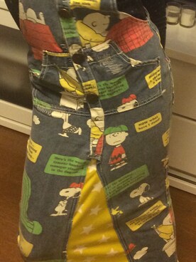 「BOOFOOWOO（ブーフーウー）のスヌーピーコミック柄サロペット（サロペット/オーバーオール、ブルー系）」を使った、mahaloさん（レディース）の春コーディネート