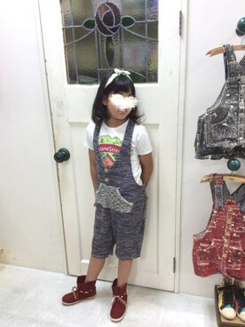 「BOOFOOWOO（ブーフーウー）のPOPセサミ半袖Tee（Tシャツ/カットソー、ホワイト系）」を使った、mahaloさん（レディース）の春コーディネート