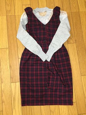 「韓国ネットのアイテム（ニット/セーター、グレー系）」を使った、K♡さん（レディース・153cm）の秋コーディネート