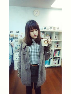 「アイテム（その他トップス、ブラウン系）」を使った、姿さん（レディース・162cm）の冬コーディネート