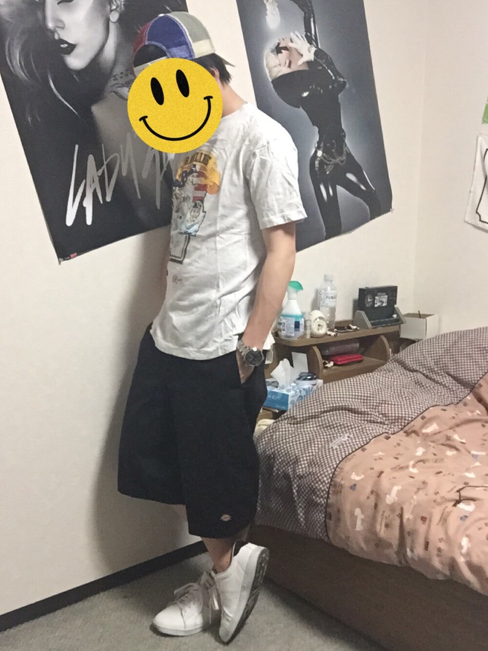 「PPFM、Dickies、短パン、白スニーカー」｜「PPFMのアイテム（アナログ腕時計、シルバー系）」を使った、PYON.さん（メンズ・166cm）の春コーディネートの1枚目の写真
