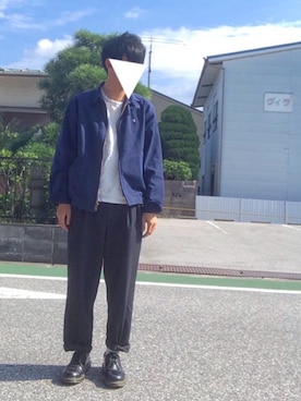 「ポケットＴシャツ」｜「アイテム（ブルゾン）」を使った、あれきさん（メンズ・169cm）の秋コーディネート