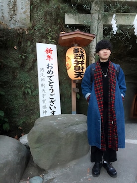 「HARE（ハレ）の２タックワイドパンツ(HARE)（その他パンツ）」を使った、たきざわさん（メンズ・169cm）の冬コーディネート