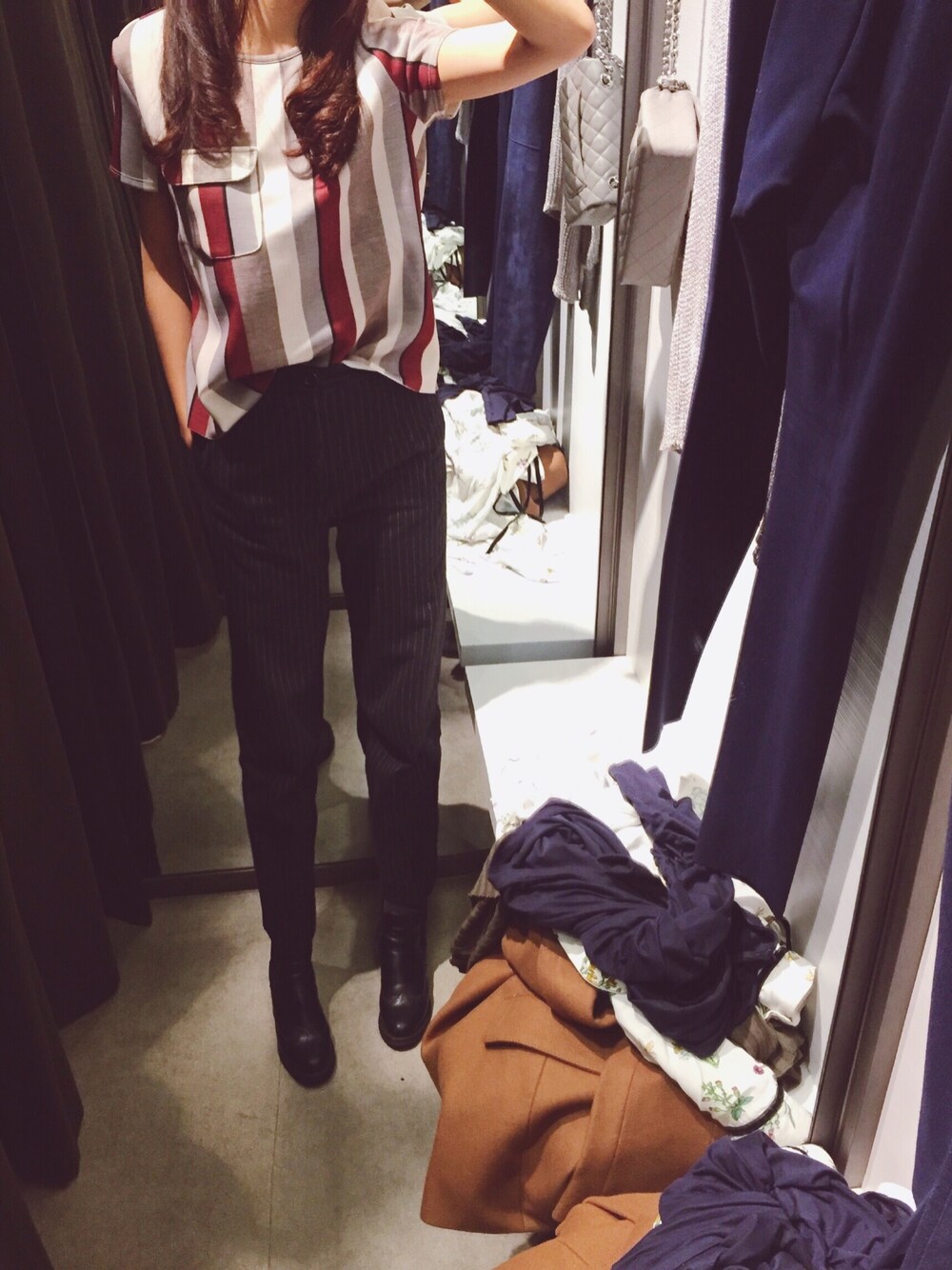「ZARA、chanel、snidel」｜「ZARAのアイテム（Tシャツ/カットソー、その他）」を使った、Silver_Irides_さん（レディース・167cm）の冬コーディネートの1枚目の写真