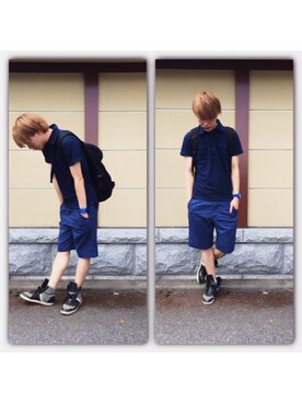 「ジャパンブルー」｜「アイテム（アナログ腕時計）」を使った、松岡 雅士さん（メンズ・172cm）の夏コーディネート