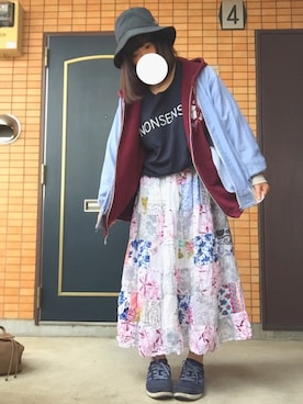 「ライブ」｜「アイテム（ノーカラージャケット）」を使った、ほおにく｡さん（レディース・156cm）の春コーディネート