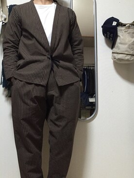 「和服」｜「アイテム（ノーカラージャケット）」を使った、君の喉頭に触れたいさん（メンズ・165cm）の春コーディネート