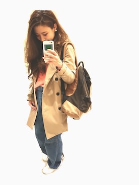 「MAISON DE REEFUR（メゾンドリーファー）のアイテム（トレンチコート、ベージュ系）」を使った、ka_yoさん（レディース・160cm）の春コーディネート